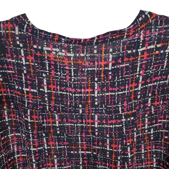 Chico's 4 Size 20/22 Blouse Chiffon Semi Sheer Tweed Print Button Up Long Sleeve - Picture 11 of 13